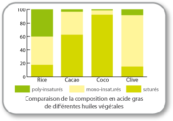 composition en acide gras de différentes huiles végétales